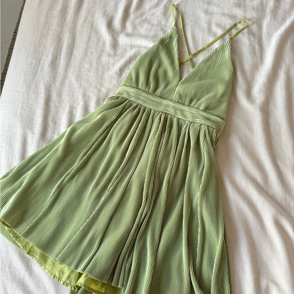 Green Pleated Strappy Dress